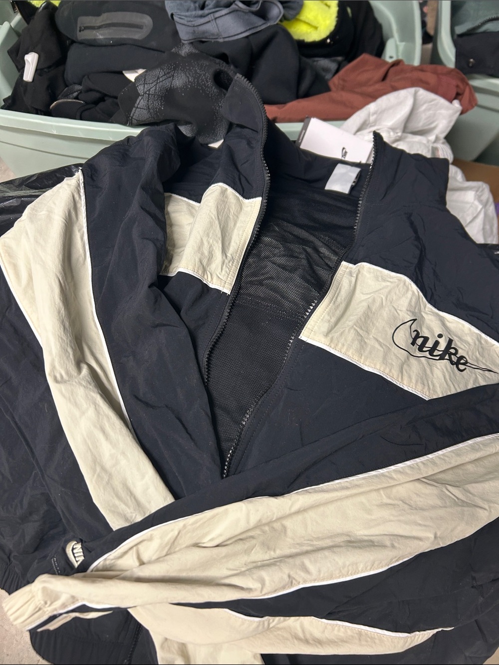 Nike Black and Cream Colorblock Men’s Windbreaker Jacket